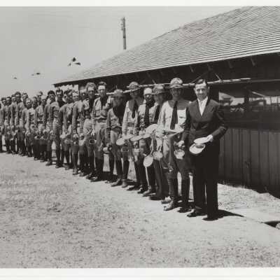 Governor Allred with Men of the 36th Division