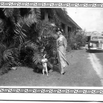 Mrs. Price with dog and Mrs. Marks