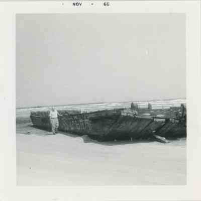 Barge stranded on shore