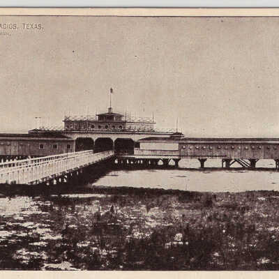 Pavilion, post card, view from shore