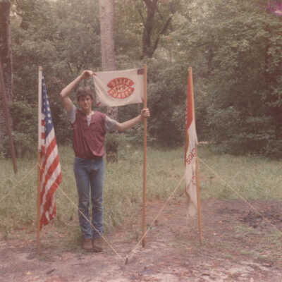 guy holding flag