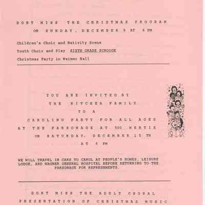 Christmas Program on Sunday, December 9