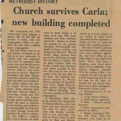Church Survives Carla; new building completed