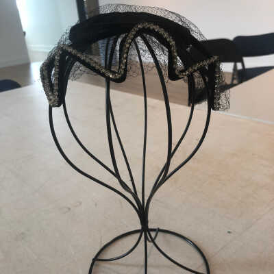 Black Bejeweled Headdress with Bow