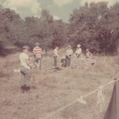 Boys setting up camp