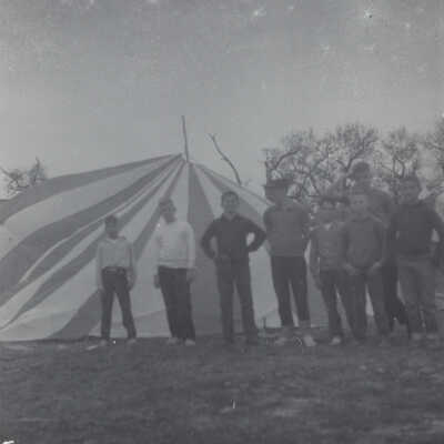 Boy's Scouts in front of tent