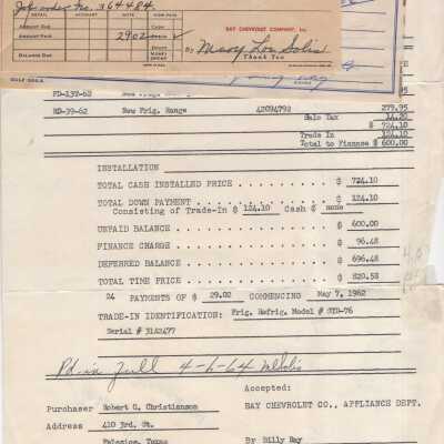 Bay Chevrolet Company Invoice