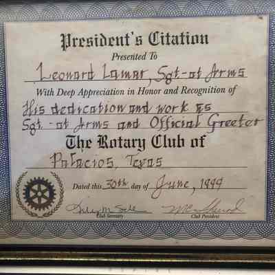 President’s Citation to Leonard Lamar