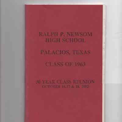 Ralph P. Newsom High School Class of '63 30 Year Reunion book