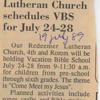 Luthran Church schedules VBS for July 24-28