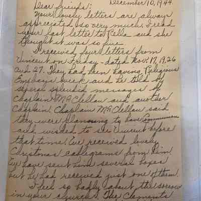 Letter Marjorie to "Dear friends" 10 Dec. 1944