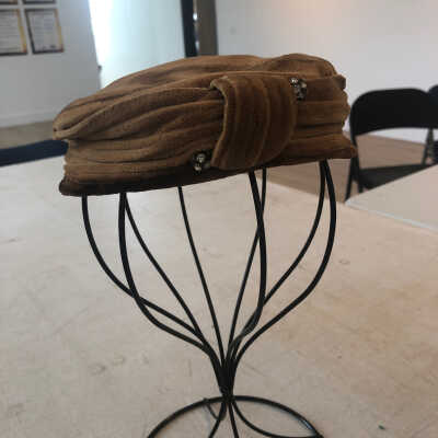 Light Brown Velvet Pillbox