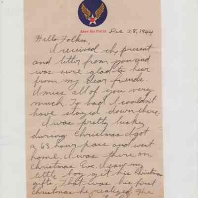 Letter William C. Parks to "Folks"