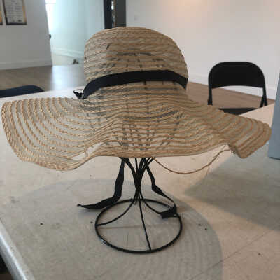 Fishnet and Straw Alternating Hat with a Ribbon