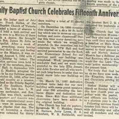 Trinity Baptist Celebrates 15th anniversary