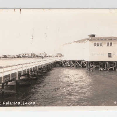 Pavilion, post card, Showing roundhouse W/ Luther in background