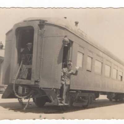 Soldier waving from Train