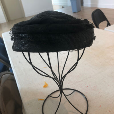 Black Hat with Fishnet Around the Brim
