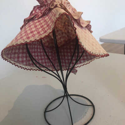 Red Checkered Bonnet with a Bow