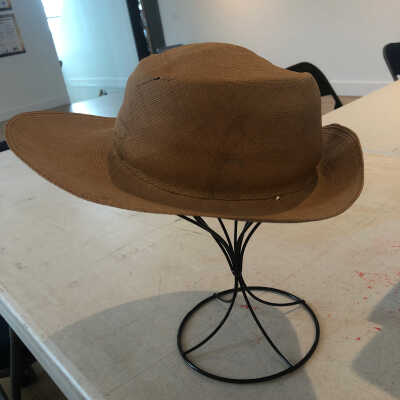 Brown Straw Hat with Flipped Brim