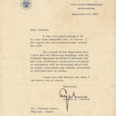 Letter to Charles Luther from LBJ
