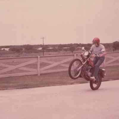 Man popping a wheelie