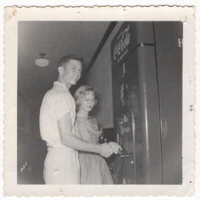 Ted Bates and Billie Hayes Spector at Coke Machine.