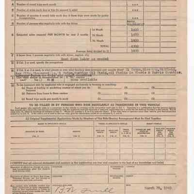 Application for Supplemental and Occupational Mileage Ration