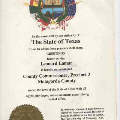 County Commissioner Leonard Lamar Document
