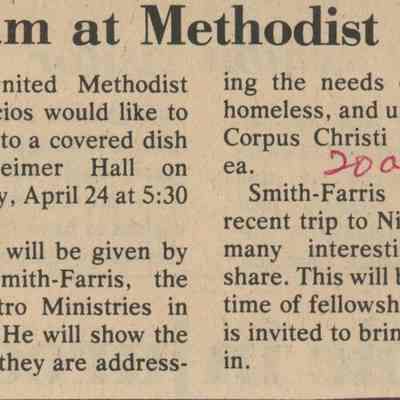 Program at Methodist Sunday