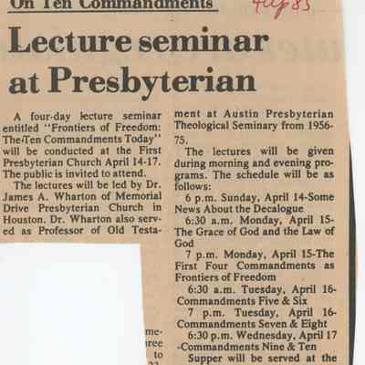 Lecture Seminar at Presbyterian