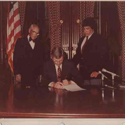 Charles Luther, State Representative Uher, and State Senator Sharp