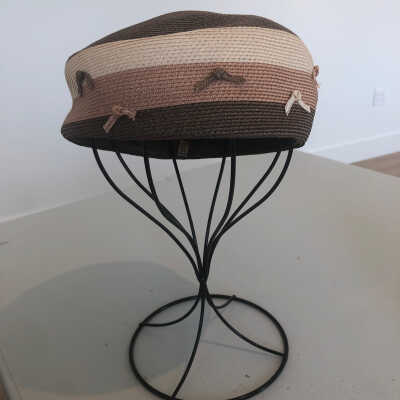 Woven Brown Hat with Bows