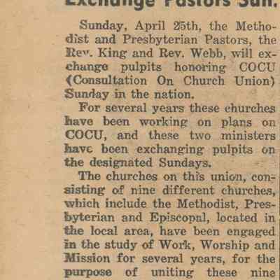 Local Presbyterian, Methodist Churches exchange pastors Sun.