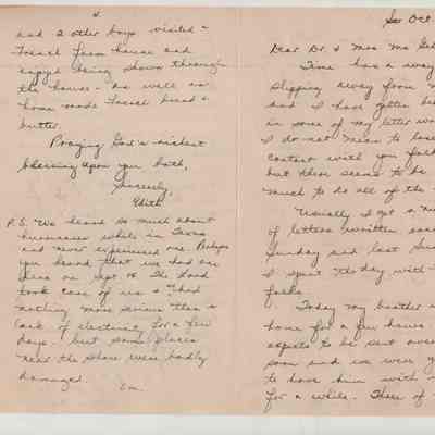 Letter Edith to Dr. & Mrs. McGehee, 8 Oct. 1944