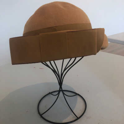 Brown Felt Hat with Ribbon