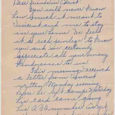 Letter Marjorie to friends in Christ