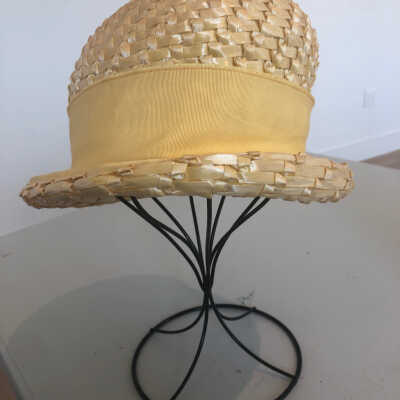 Yellow Straw Hat with Ribbon