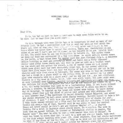 Hurricane Carla Letter