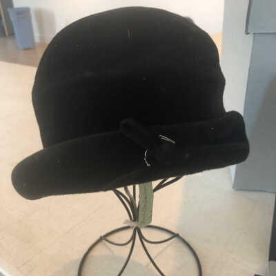 Black Velvet Hat with Bow