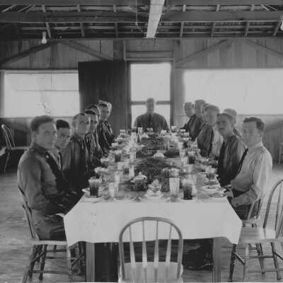Officers with a meal