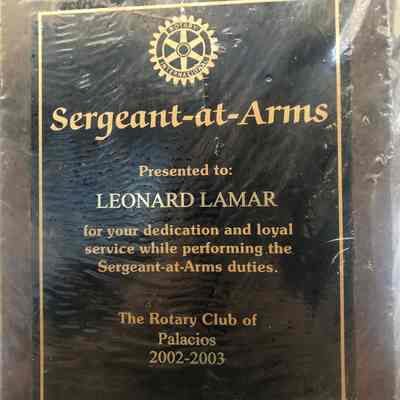 Sergeant at Arms Award to Leonard Lamar