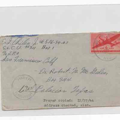 Envelope E.J. [?] Chiles, Jr. to Dr. Robert M. McGehee Dec. 1944