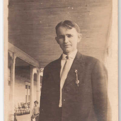 Man on Hotel Palacios Porch