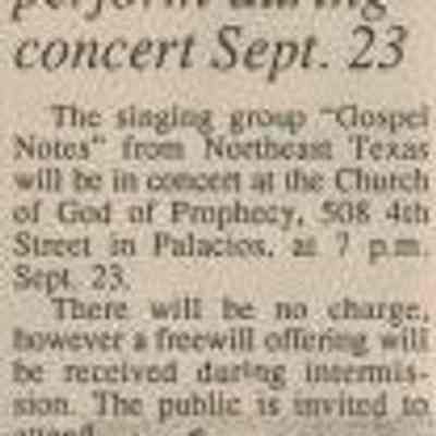 Gospel Notes to perform during concert Sept. 23