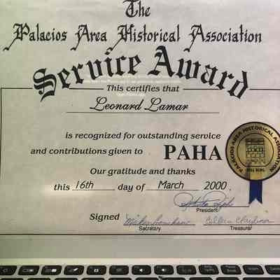 PAHA Service Award to Leonard Lamar