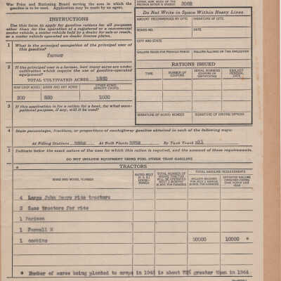 Application for nonhighway gasoline ration