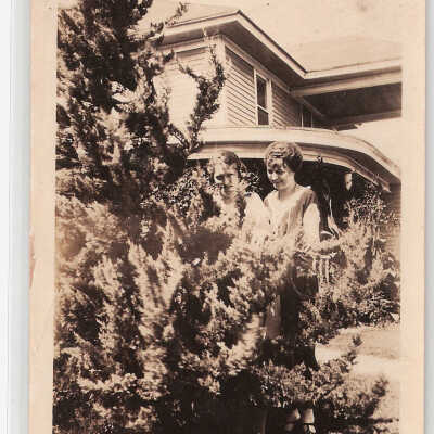 Two girls in yard