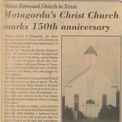 Matagorda's Christ Church marks 150th anniversary