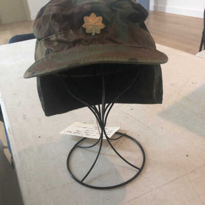 Camouflage Military Hat with Gold Leaf Pin